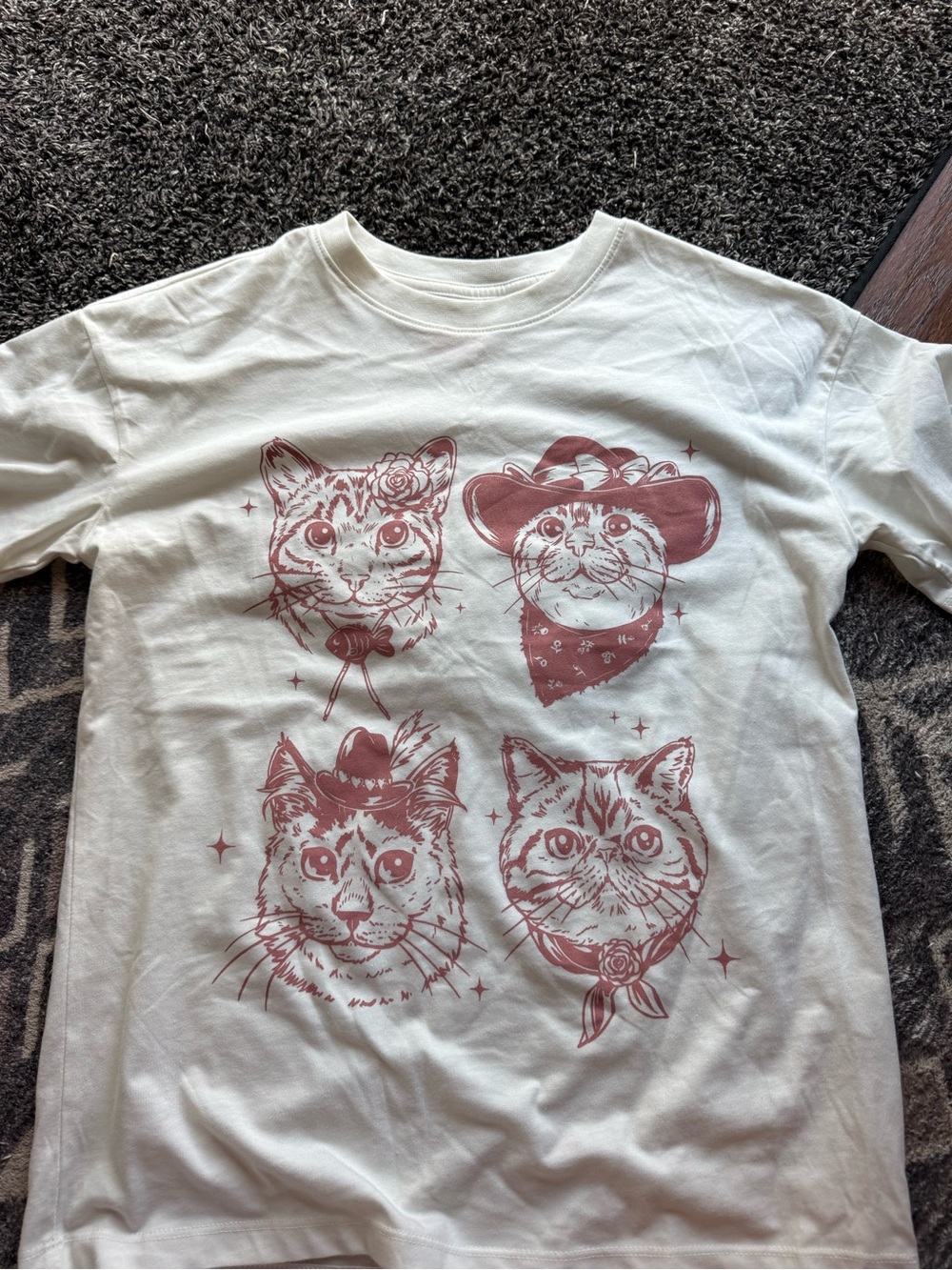 Cat & Jack White Tee with Rose-Pink Cat Portraits